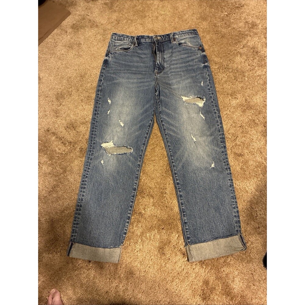BlankNYC Howard Mid-Rise Loose Fit Distressed Blue Jeans Organic Cotton Sz 29